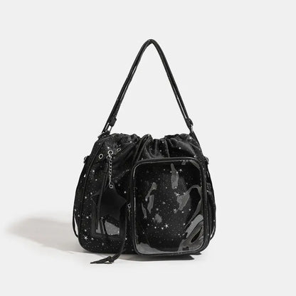 Star Print Multi-Compartment Shoulder Bag