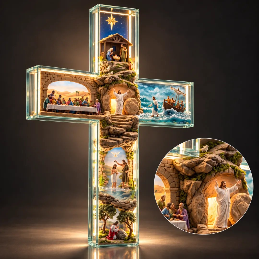 ✝️ The Life of Jesus | Lighted 6-Scene Biblical Story Cross