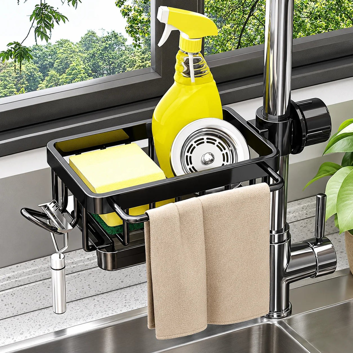 🚰 Faucet-Mounted Sink Caddy – Clear Your Counter, Keep Cleaning Tools Within Reach