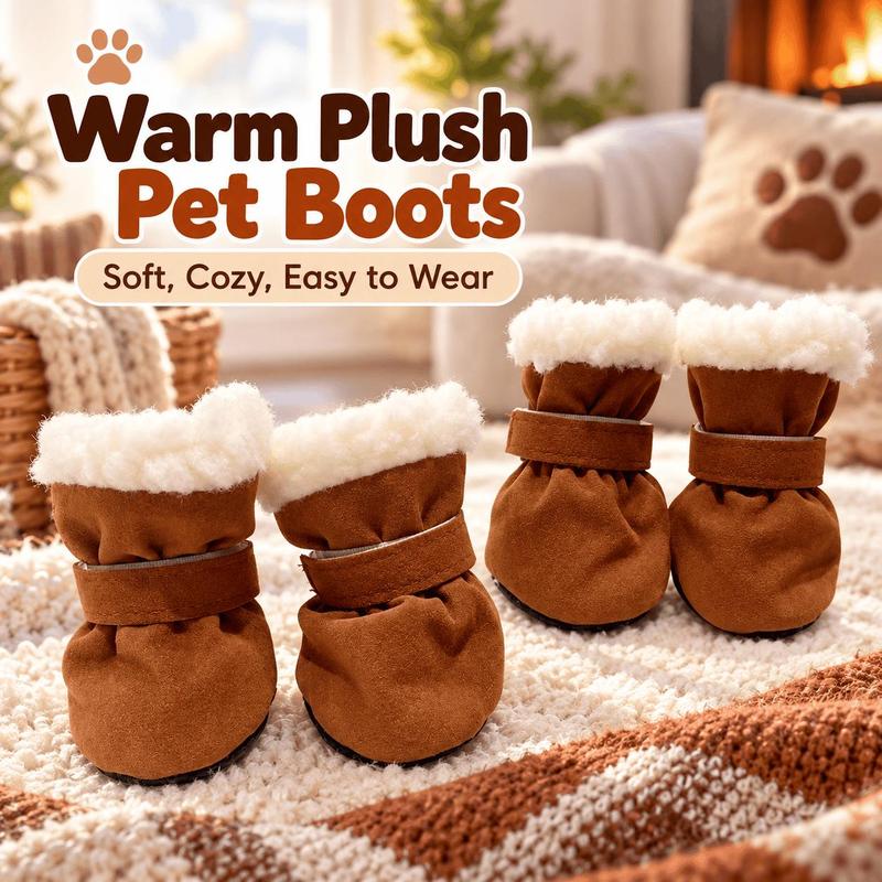 🐾❄️ Velvet Puppy Booties – Warm, Non-Slip Paw Protection for Little Dogs