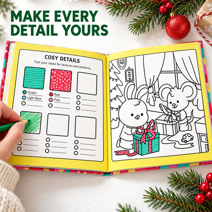 HOT SALE🎄✨Happy Days‑Cosy Christmas Advent Colouring Book | Hardback Edition | 24 Sealed Daily Surprise Sections | All‑Ages Screen‑Free Festive Activity