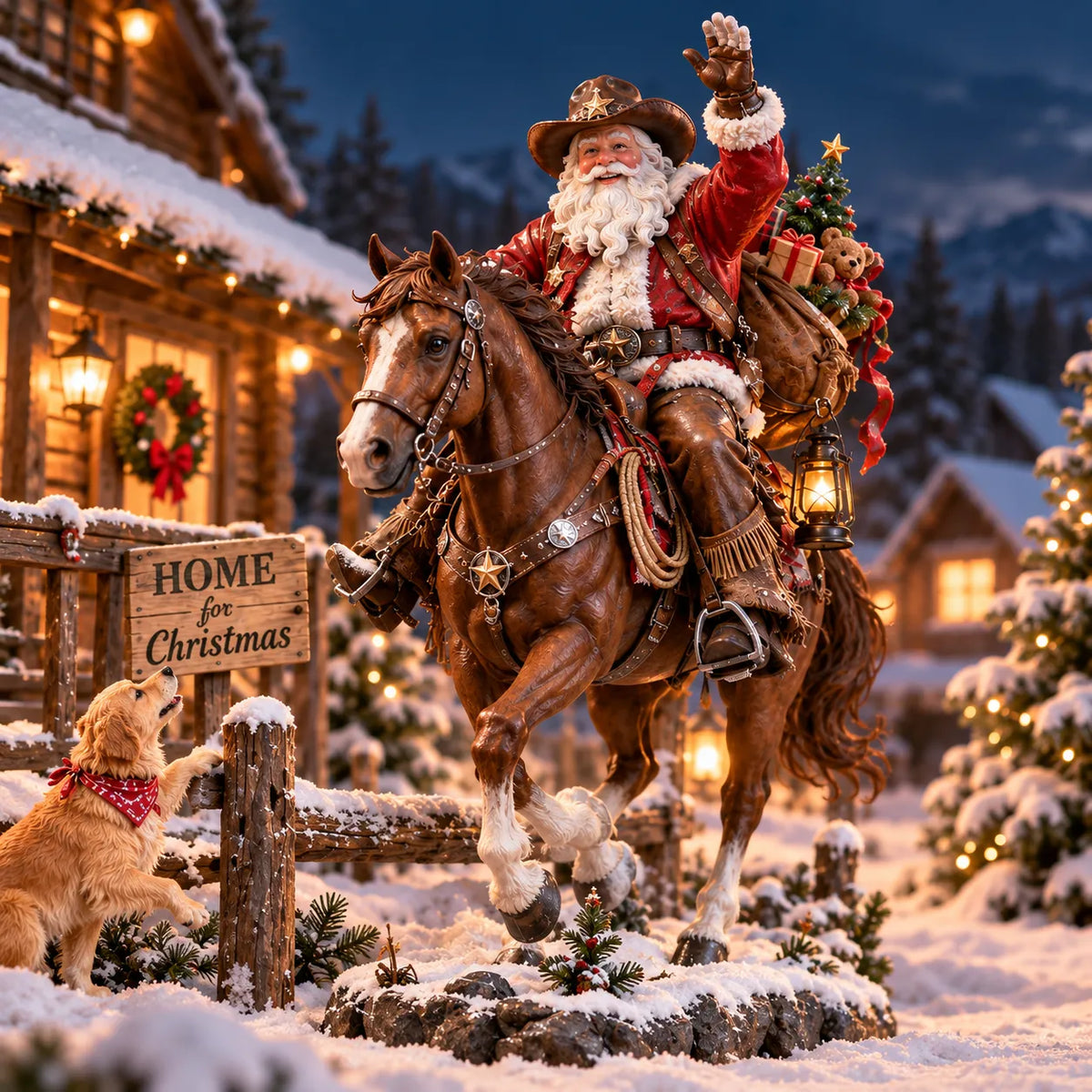 🤠 Western Cowboy Santa Christmas Figurine