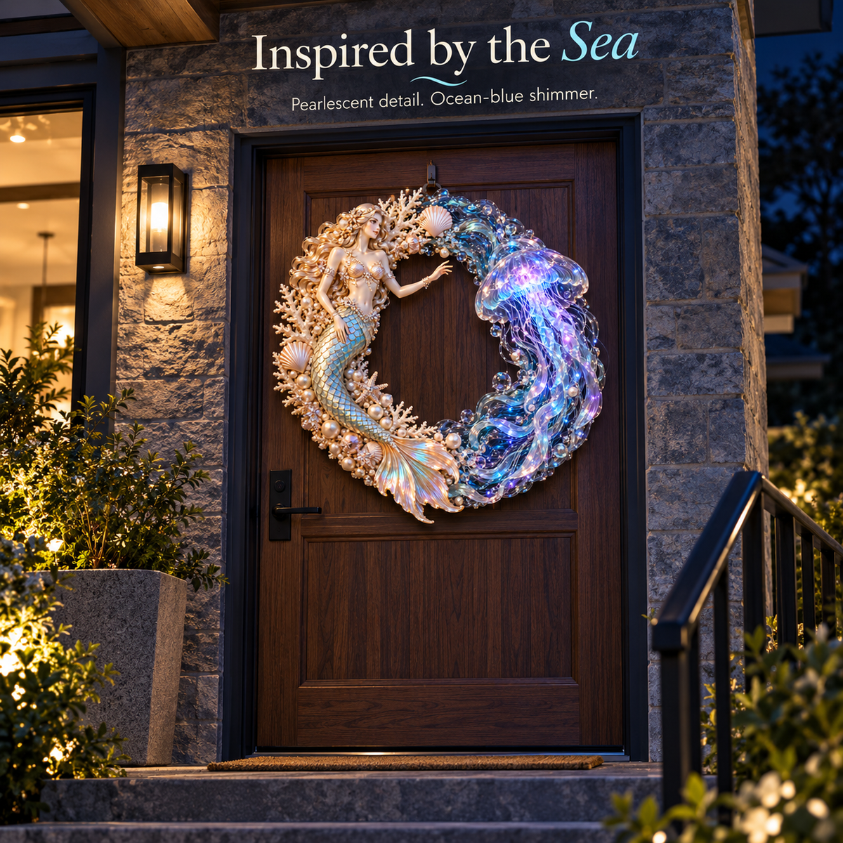 🔥Last Day 50% OFF -🧜‍♀️ Enchanted Mermaid & Glowing Jellyfish Wreath | Bring Ocean Magic Home