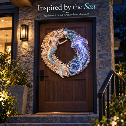 🔥Last Day 50% OFF -🧜‍♀️ Enchanted Mermaid & Glowing Jellyfish Wreath | Bring Ocean Magic Home