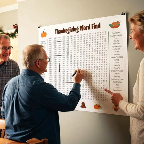 🔥Last Day: Buy 2 Get 1 Free - 🎉 Jumbo Thanksgiving Word Search Poster(🎉Giant 36'x24' Wall Game)