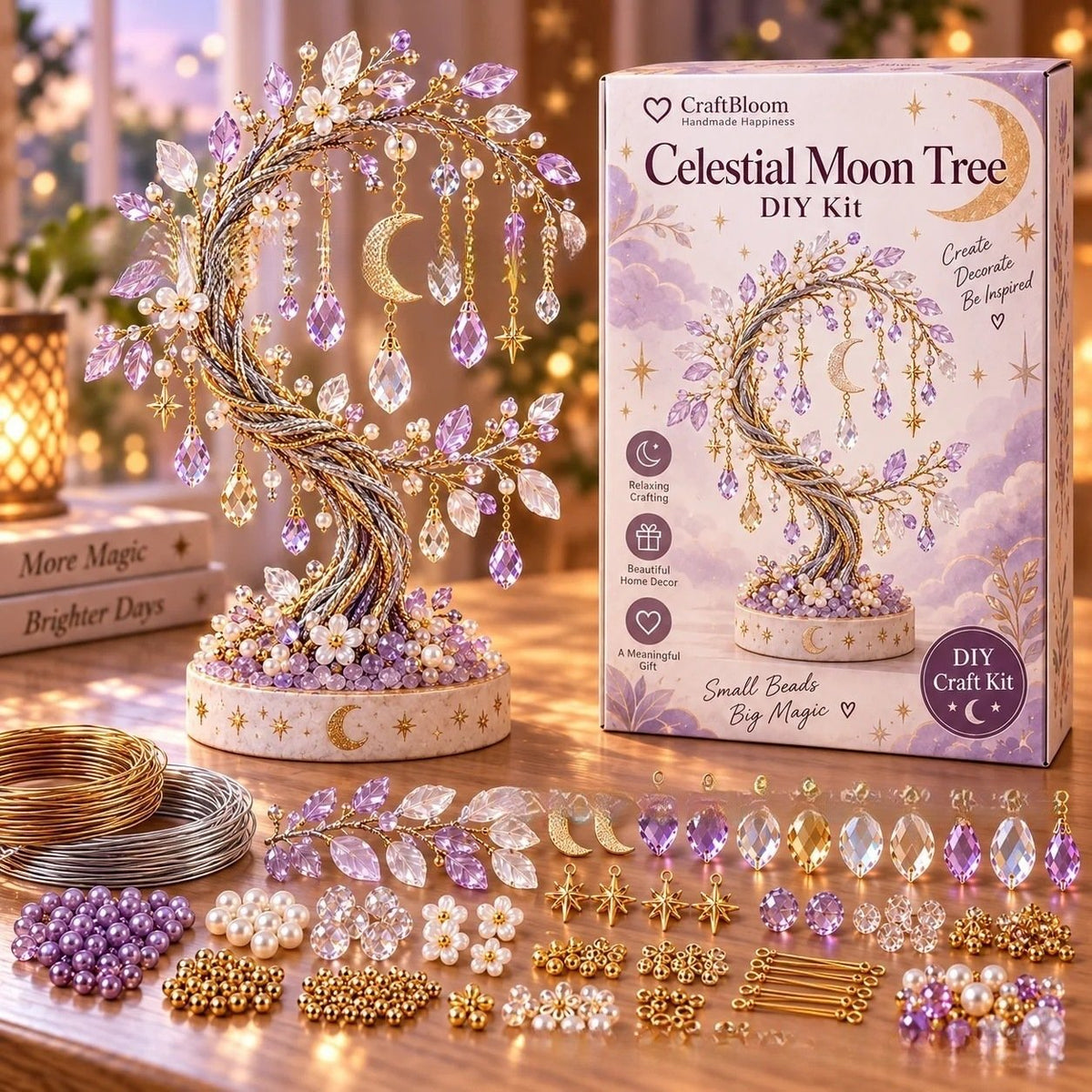 DIY Beaded Gem Tree Craft Kit – Handmade Crystal Tree Home Decor