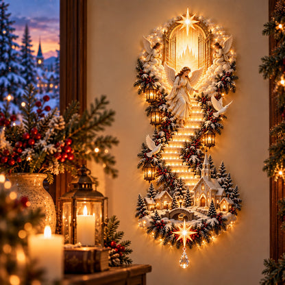 ✝️Jesus Light of Heaven Christmas Wall Hanging | Illuminated Nativity Stairway Decor ✨