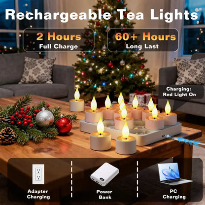 Rechargeable Flameless Tealight Candles – USB-C LED Candles with Remote & Timer