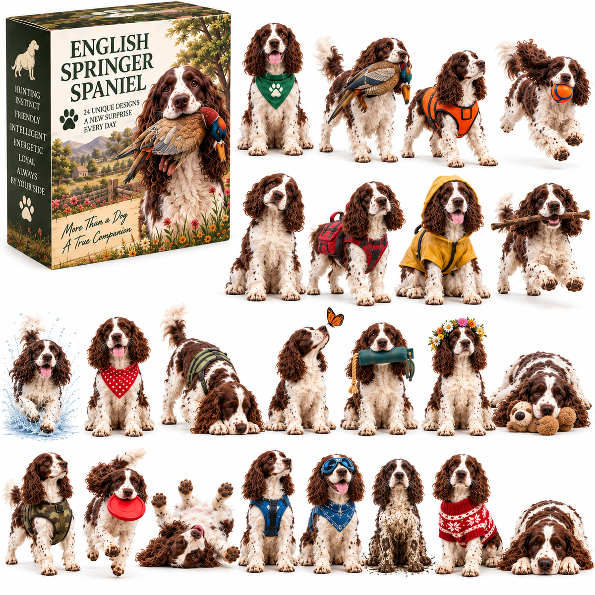 🎁 24 Days of English Springer Spaniels – 24 Adorable Surprises, One Unforgettable Christmas ❤️