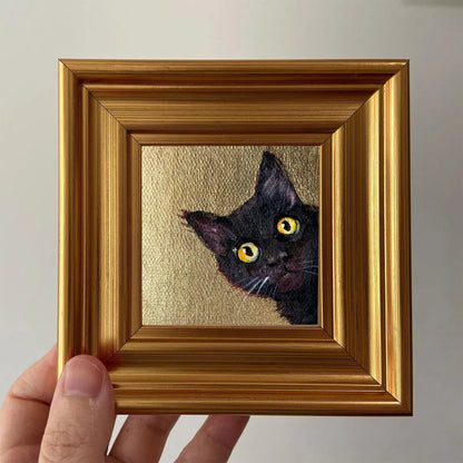 🔥LAST DAY 49% OFF 🐈‍⬛✨Black Cat Gold Leaf Miniature Painting