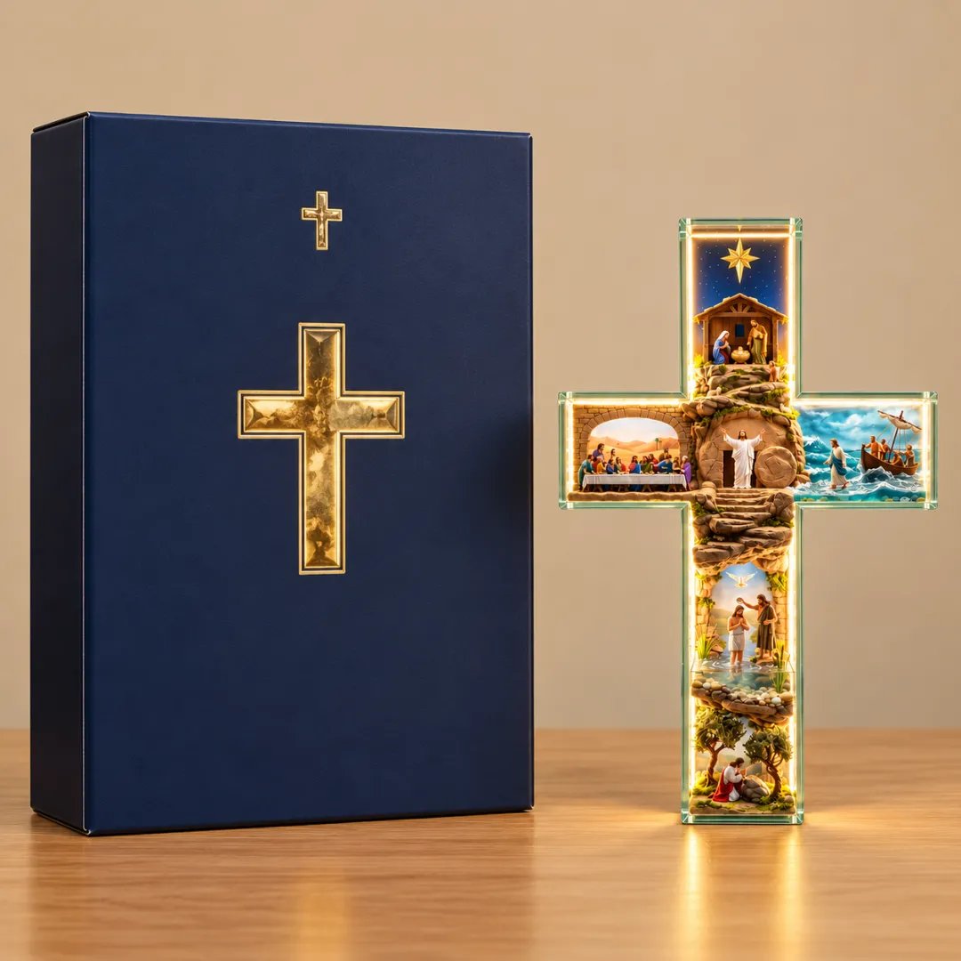 ✝️ The Life of Jesus | Lighted 6-Scene Biblical Story Cross