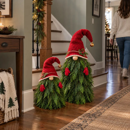 🎄 2-Piece Winter Gnome Porch Decor Set – Evergreen Beard Entryway Decorations