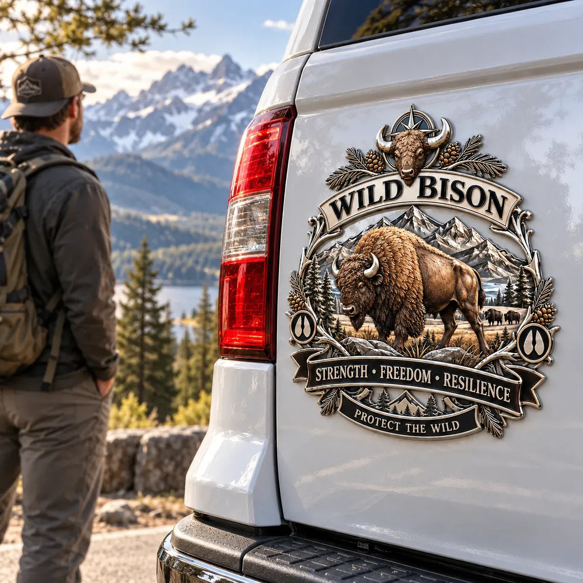 🦬Wild Bison 3D Metal Car Emblem – Strength · Freedom · Resilience