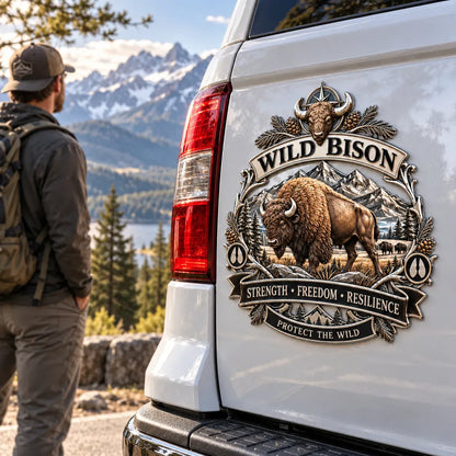 🦬Wild Bison 3D Metal Car Emblem – Strength · Freedom · Resilience