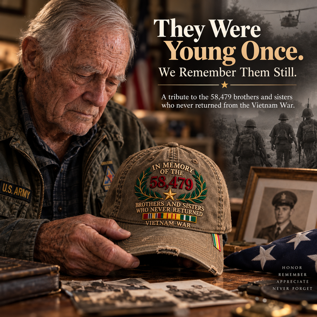 🇺🇸 Vietnam War Memorial Embroidered Cap – Honor Those Who Never Returned 🕊️
