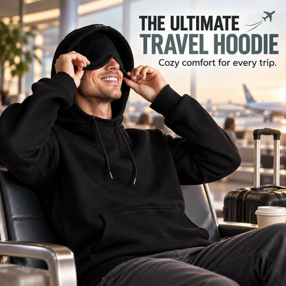 🌙 Travel Sweatshirt Hoodie with Built-in Sleep Mask