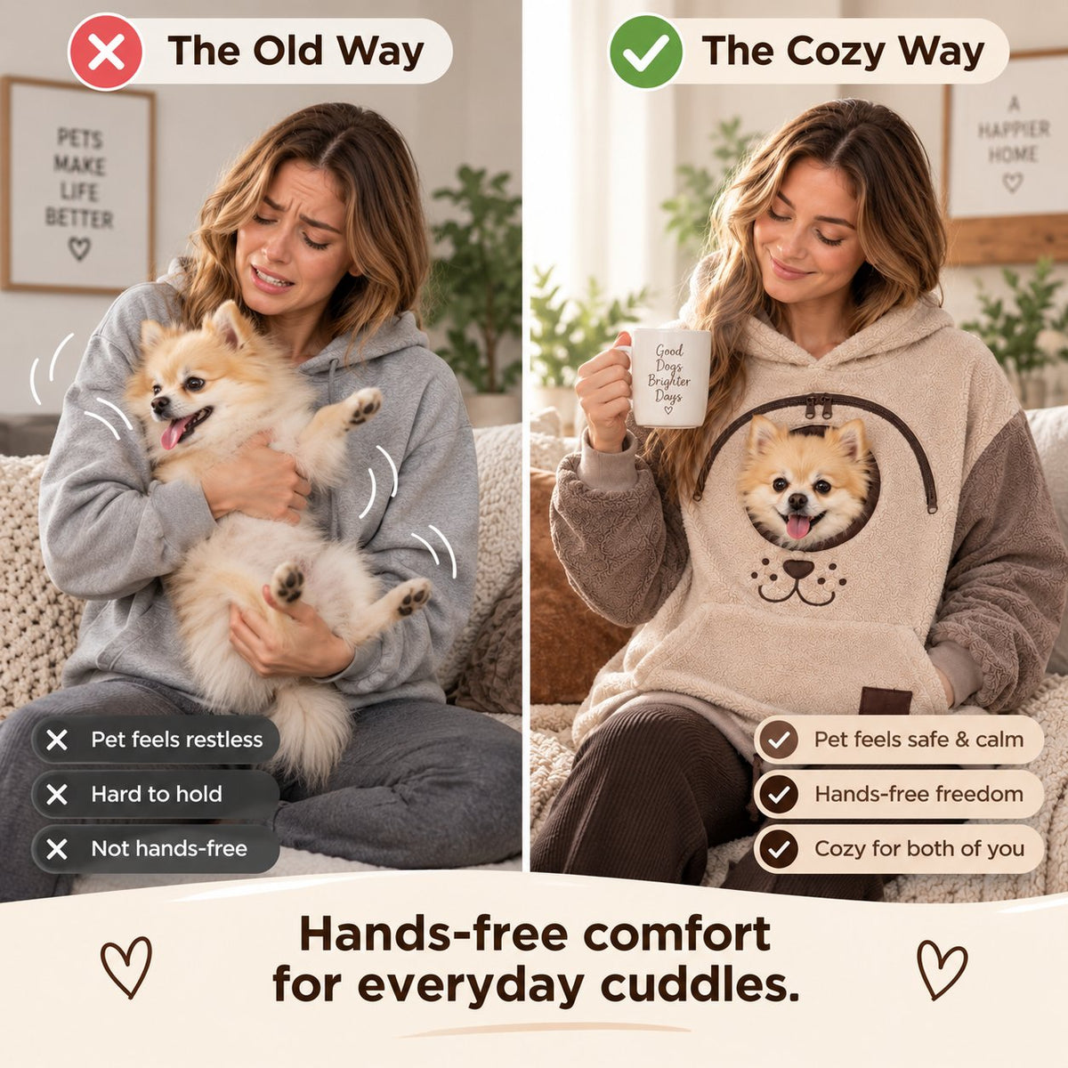 ⏰LAST DAY 50% OFF🐾Cozy Pet Carrier Hoodie – Soft Fleece Cuddle Pouch Sweatshirt for Cats & Small Dogs