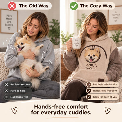 ⏰LAST DAY 50% OFF🐾Cozy Pet Carrier Hoodie – Soft Fleece Cuddle Pouch Sweatshirt for Cats & Small Dogs