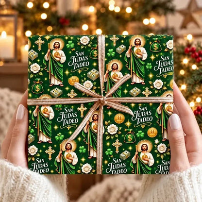 ✝️🎁San Judas Tadeo Christmas Wrapping Paper🎁Buy More Save More