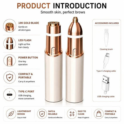 ✨ 2-in-1 Facial Hair & Eyebrow Trimmer – Upper Lip, Chin & Brows 💖