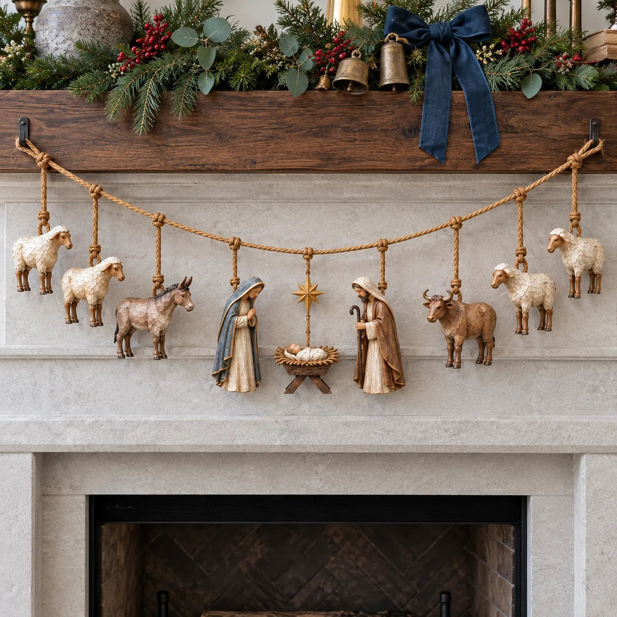 🎄 Handcrafted Wooden Nativity Garland – Bring the Christmas Story Home ✨
