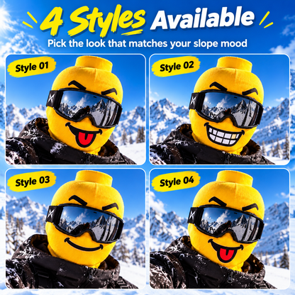🏂Funny Yellow Block-Head Ski Mask – Full Face Winter Balaclava for Skiing & Snowboarding