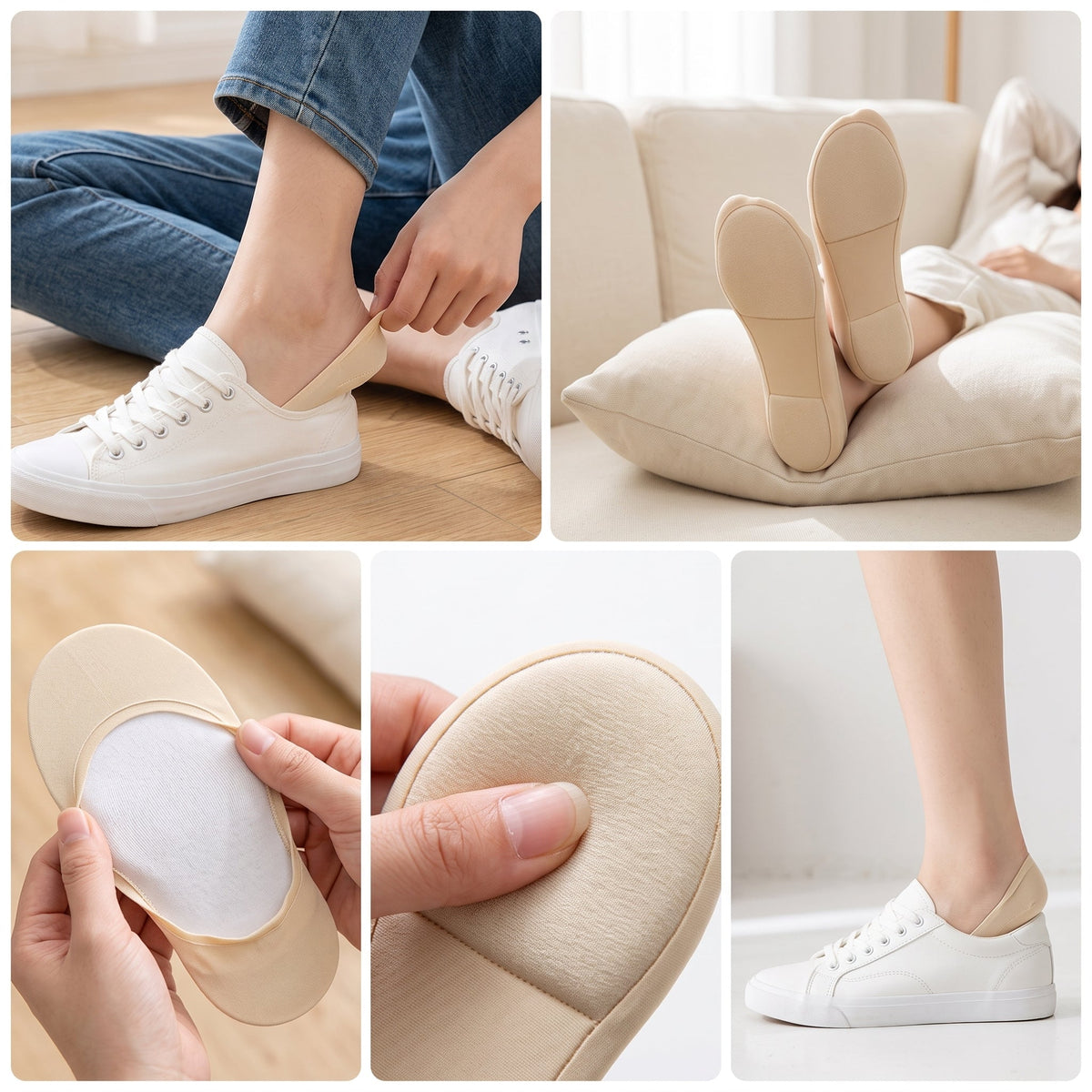 🧦6/10/20pairs Cushioned No-Show Socks with Padded Support for Everyday Walking Comfort