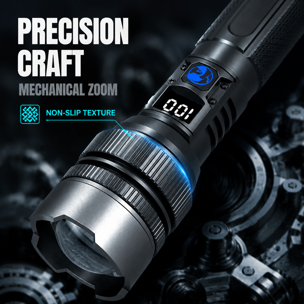 🔥BEST SALE🔦 High-power flashlight: features an aluminum alloy heat-dissipating head and a telescopic zoom design for powerful, concentrated light; also functions as a power bank and includes a digital battery level display⚡