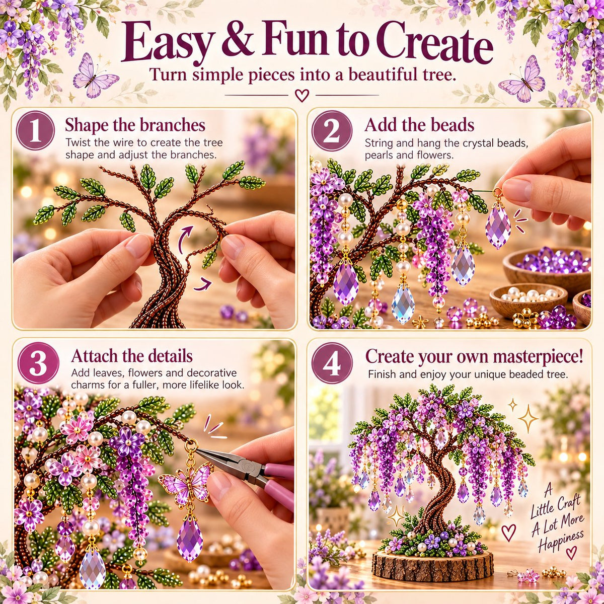 DIY Beaded Gem Tree Craft Kit – Handmade Crystal Tree Home Decor