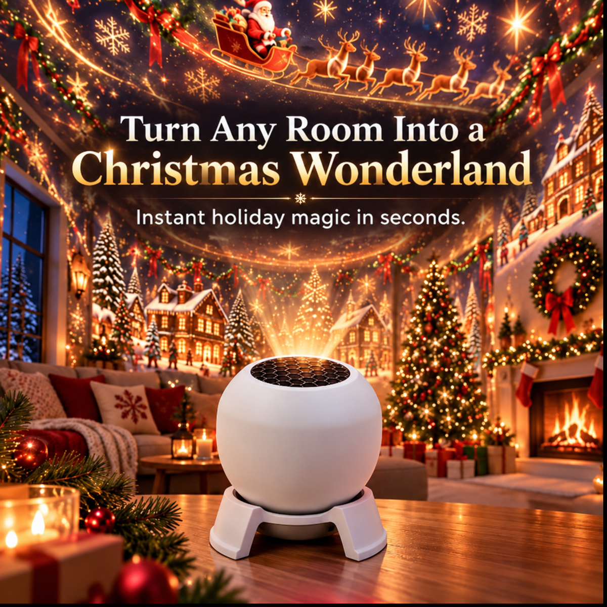 🎁 Christmas Projector Night Light - 360° Adjustable HD Holiday Pattern Ceiling Light 🎅 Indoor Xmas Decoration Lamp for Kids Bedroom, Party & Holiday Gift 🎄