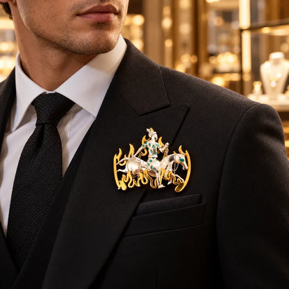 ✨ Handmade 925 Sterling Silver Equestrian Brooch – 2-in-1 Suit Pocket Accessory🐎🕴️