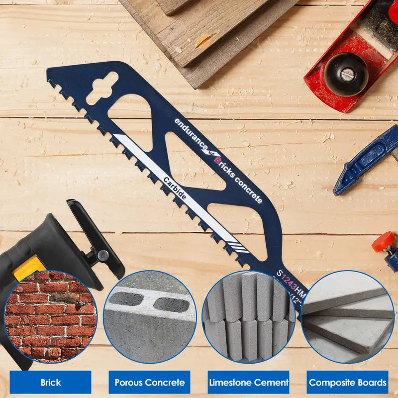 🧱🪚 12' Carbide Masonry Reciprocating Saw Blade – 2 TPI Heavy-Duty Brick & Block Cutting Blade 🔧