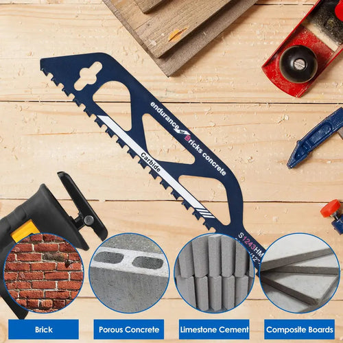 🧱🪚 12' Carbide Masonry Reciprocating Saw Blade – 2 TPI Heavy-Duty Brick & Block Cutting Blade 🔧