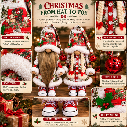 Festive Gnome Couple Figurines