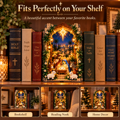 Lighted Bethlehem Nativity Book Nook