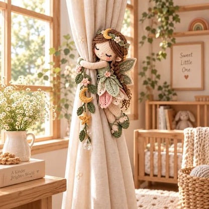 🧚✨ Fairy Hug Crochet Curtain Tiebacks – Whimsical Fairy Window Decor, Handmade Charm & Unique Gift Idea (📦Buy 2 Free Shipping)