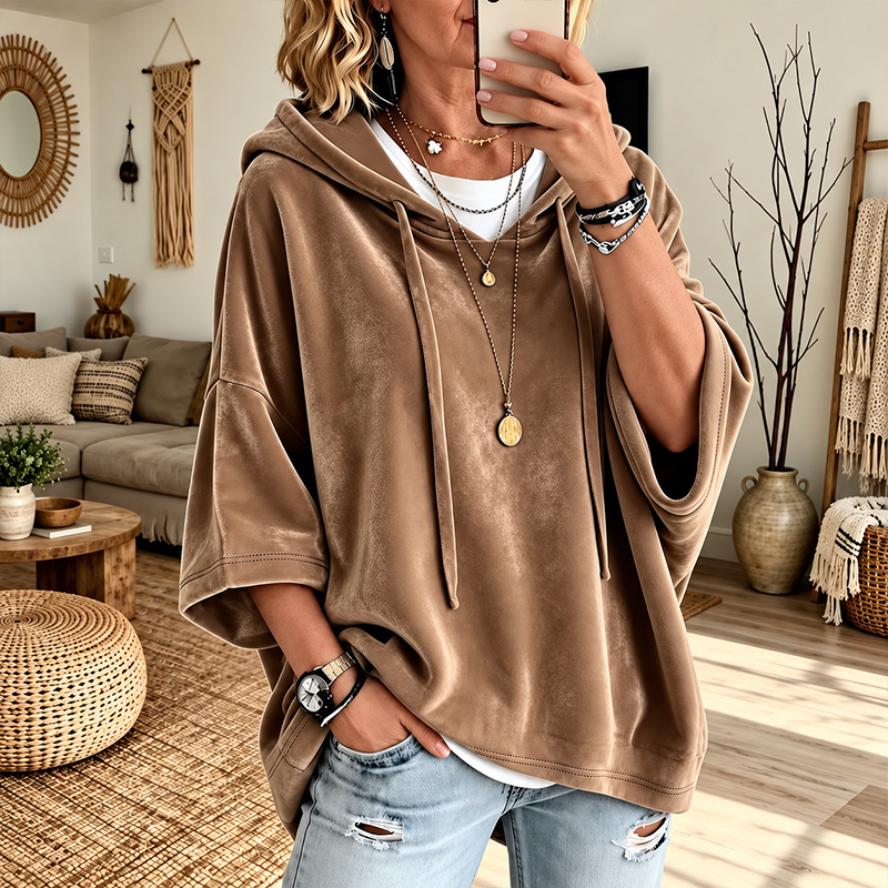 🧸✨ Women’s Oversized Velour Hoodie – Soft, Relaxed & Effortlessly Cozy