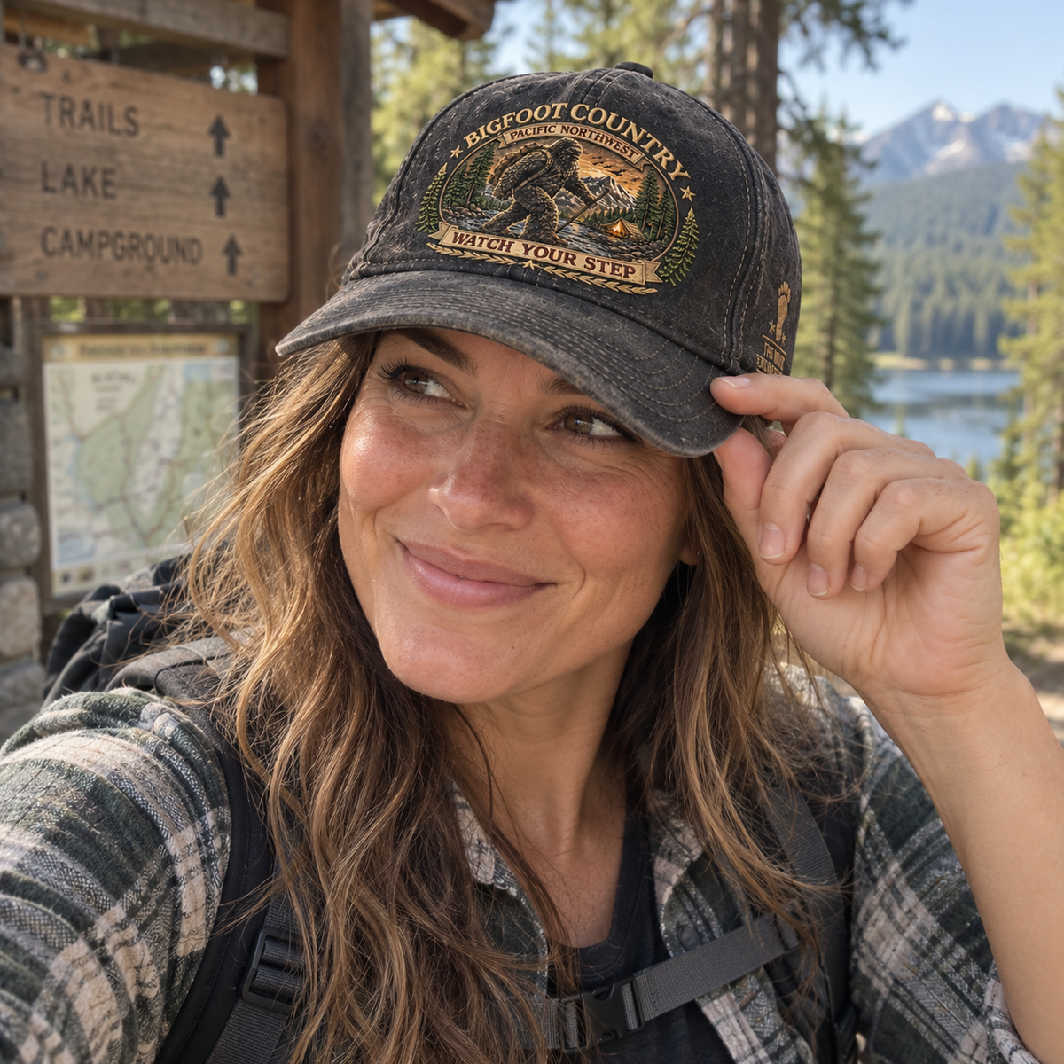 2027 Bigfoot Country Heritage Cap – Pacific Northwest Vintage Washed Embroidered Hat