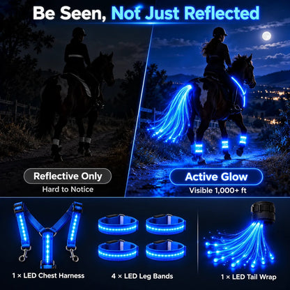🐎Horse LED Night Glow Protection Gear 6-Piece Full Set