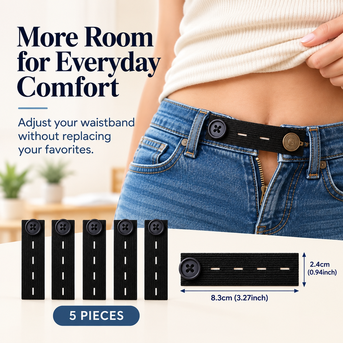 👖 5-Piece Waistband Extender Buttons – Adjustable Fit for Everyday Comfort
