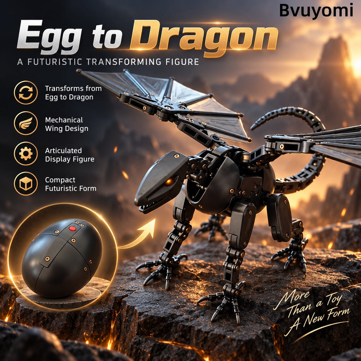 🔥LAST DAY 49% OFF This Egg Transforms Into a Dragon 🐉 – 2-in-1 Mechanical Dragon Figure