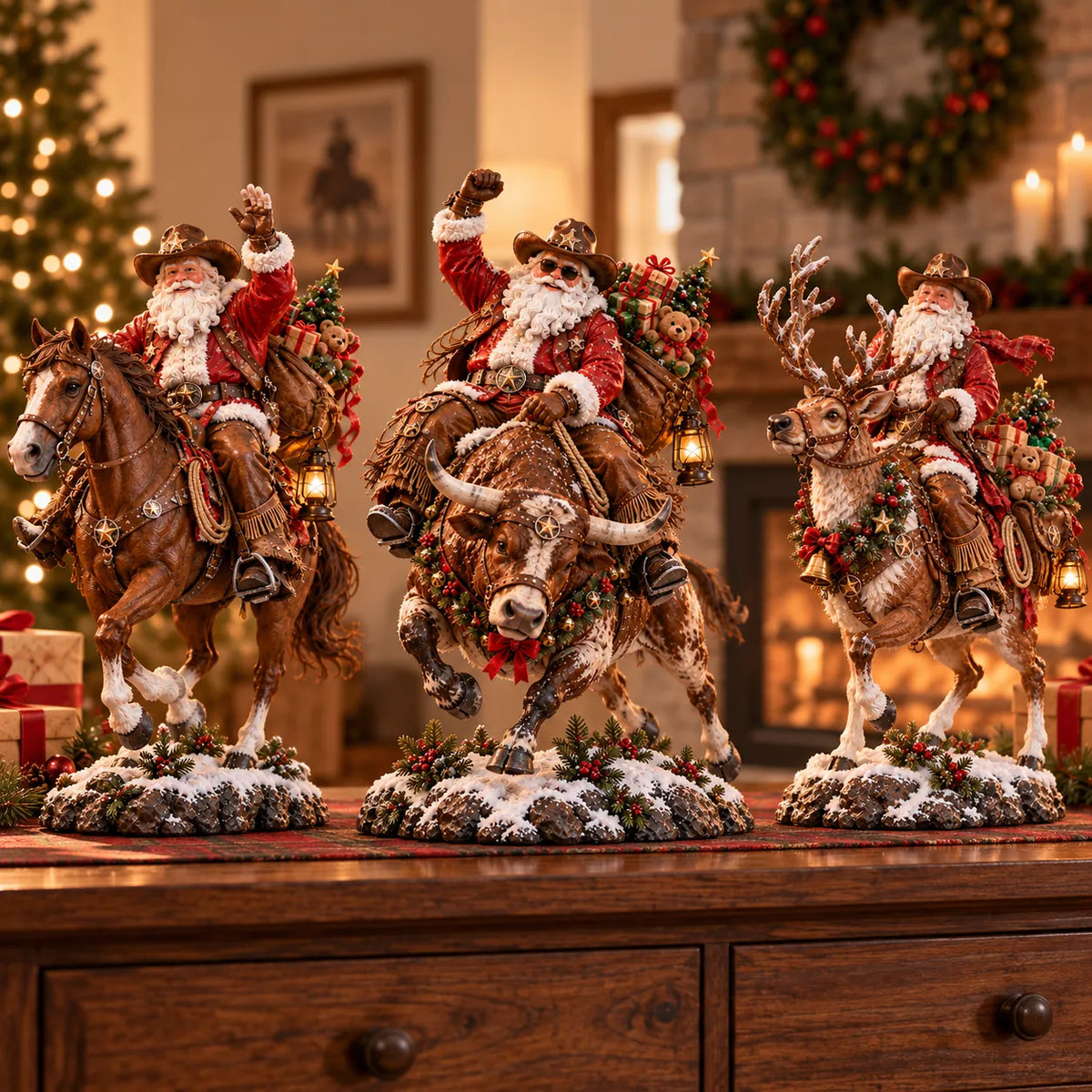 🤠 Western Cowboy Santa Christmas Figurine