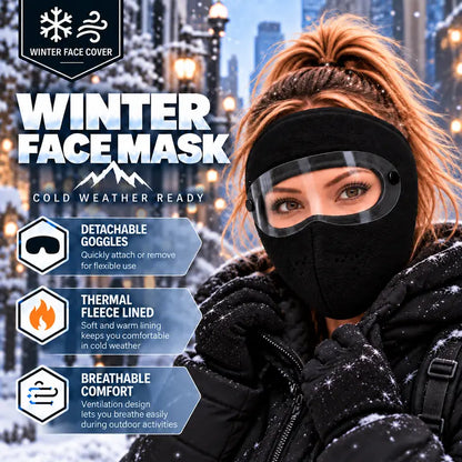 ❄️ Limited-Time Winter Sale | Fleece-Lined Winter Face Mask with Detachable Goggles – Cozy Warmth & Wind Protection for Cold Days