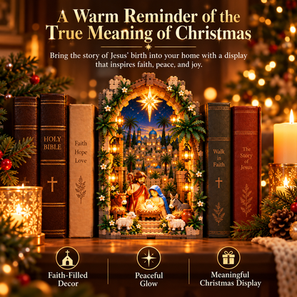 Lighted Bethlehem Nativity Book Nook