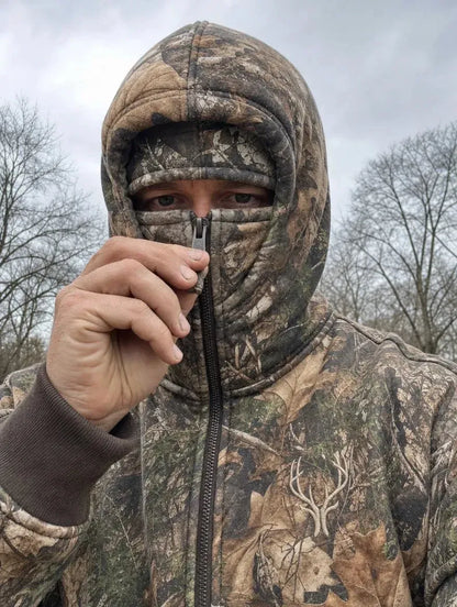 🦌 HunterZip Hunting Hoodie – Built-In Face Mask for Cold-Weather Adventures