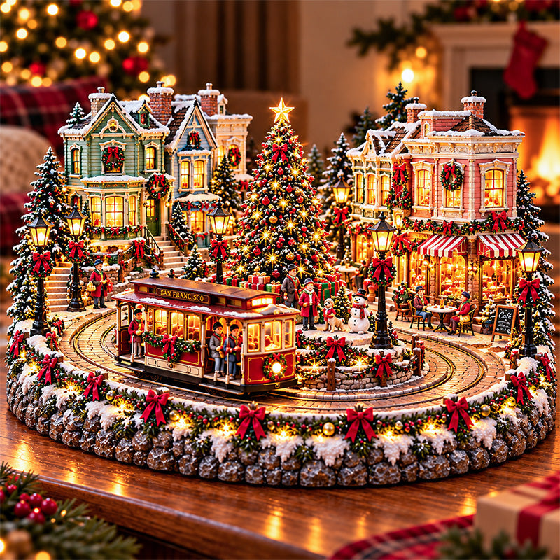 🚋🎄 Christmas City Railway  – Lighted San Francisco Cable Car & Chicago Train Holiday Scenes