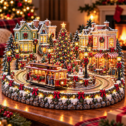 🚋🎄 Christmas City Railway  – Lighted San Francisco Cable Car & Chicago Train Holiday Scenes