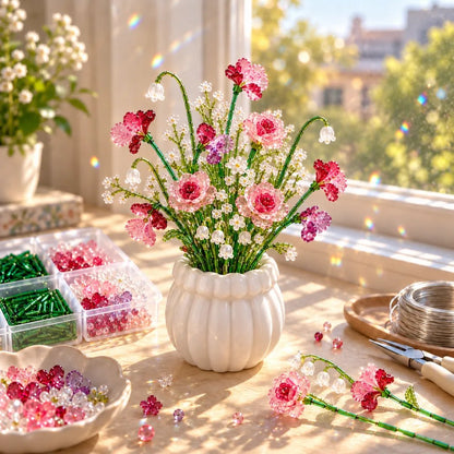 ⏳ Last Day 49% OFF –🌼✨DIY Beaded Wildflower Bouquet Kit – Handmade Crystal Flower Craft Set🌸✨