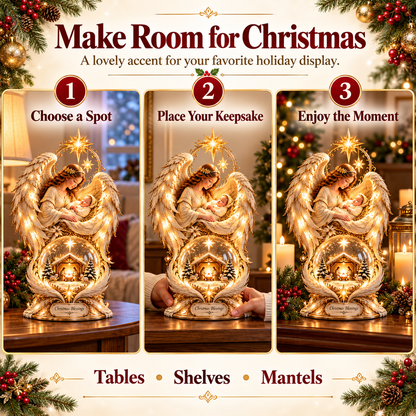 ✨ Christmas Blessings Light-Up Angel & Nativity Christmas Centerpiece