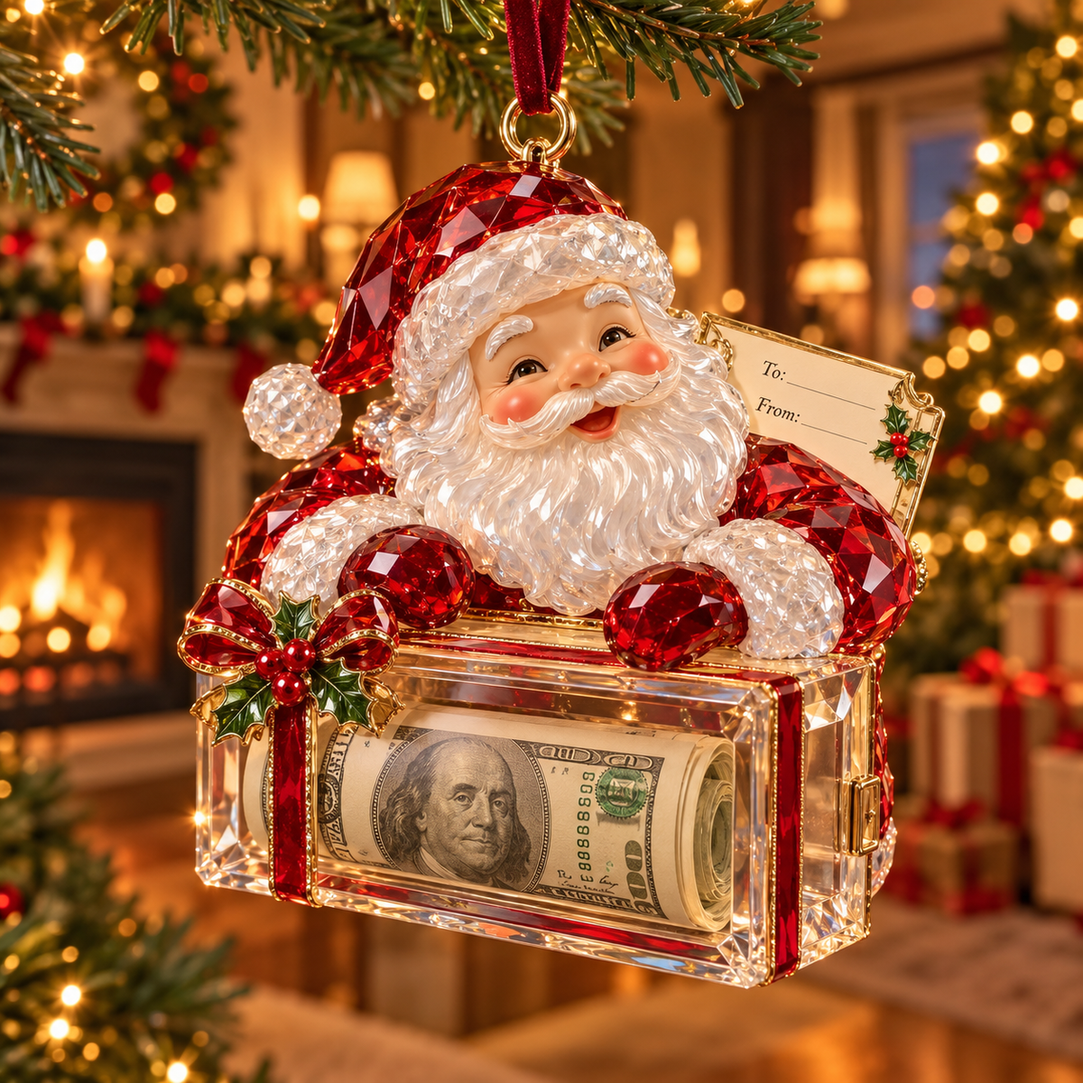 2026 Crystal-Style Christmas Money Holder Ornaments – 20 Festive Designs with Gift Tags